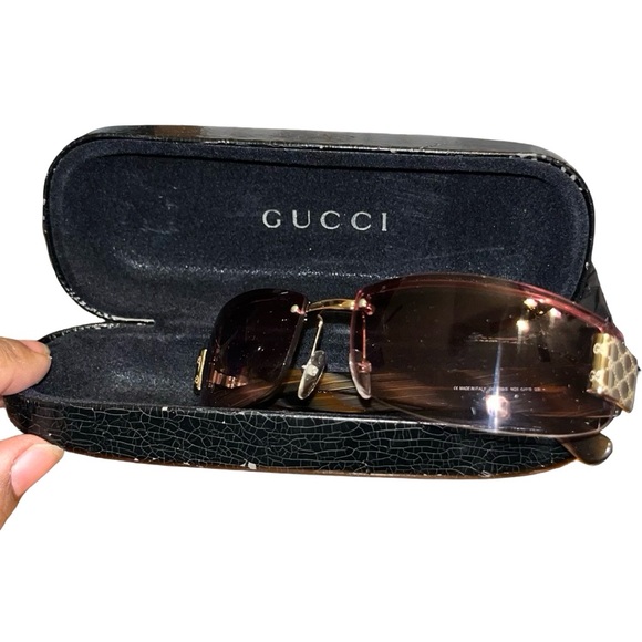 Gucci Accessories - Gucci Gold and Brown Sunglasses